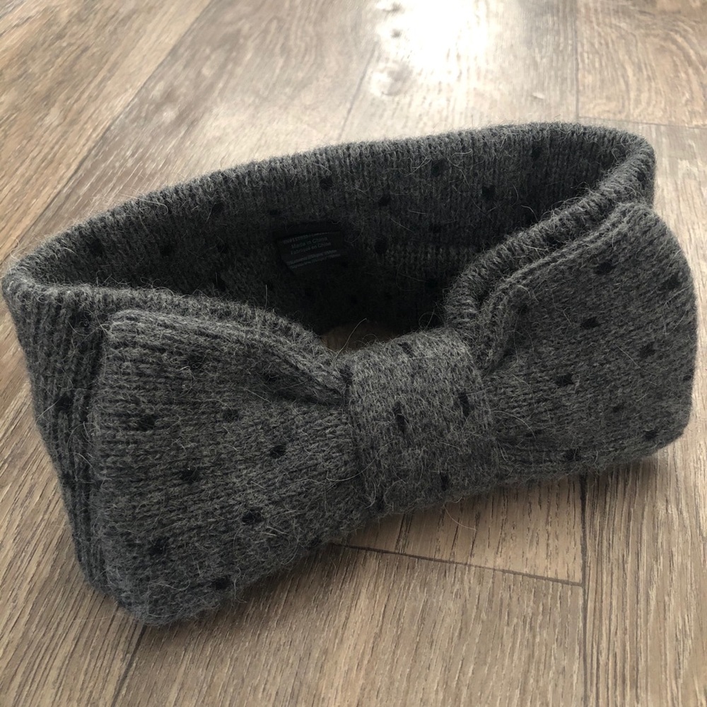 COAL Polka Dot Bow Headband Ear-warmer Gray
